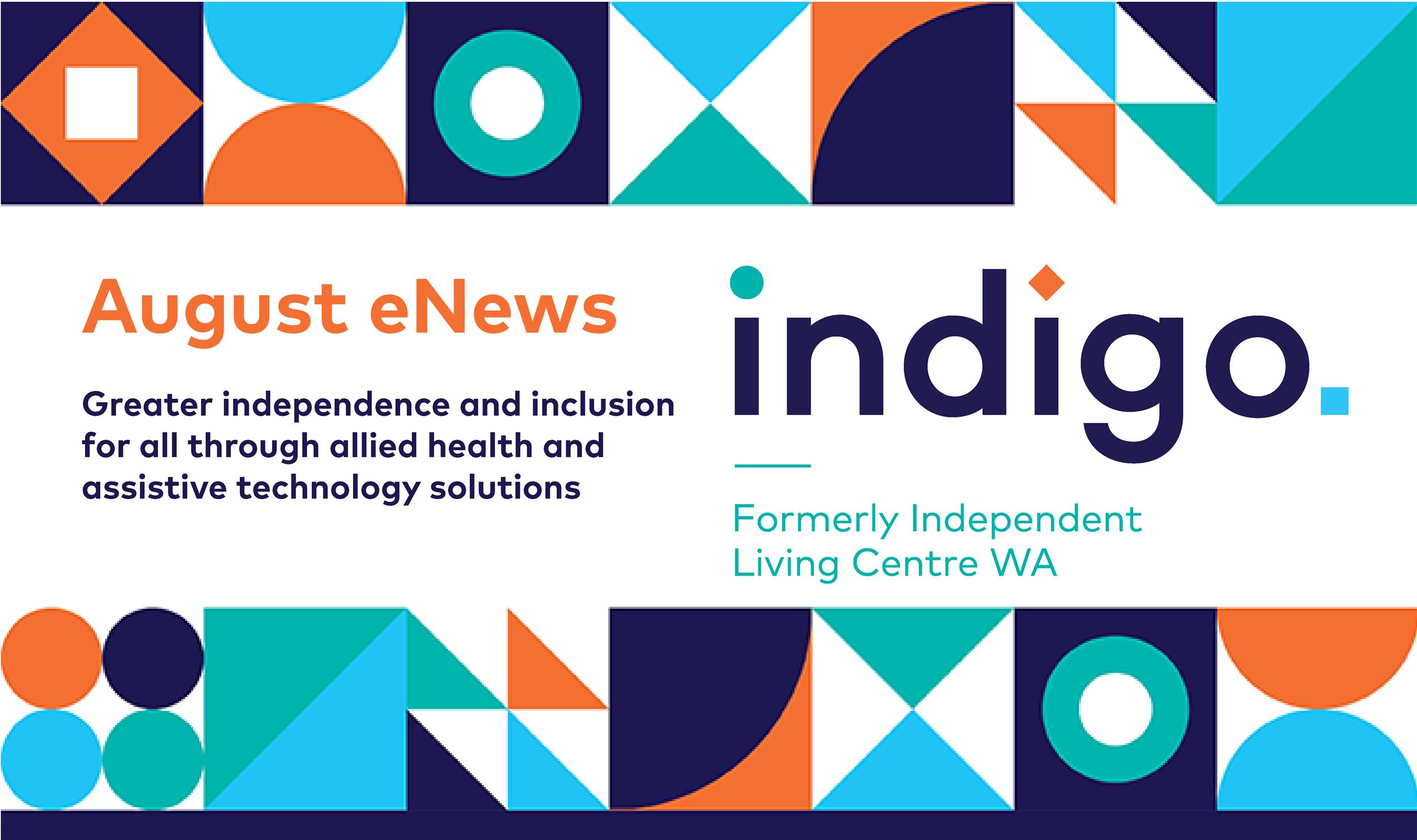 colourful banner: August 2020 eNews Indigo